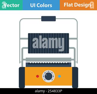 Kitchen electric grill icon. Flat design. Vector illustration. Stock Vector