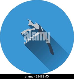 Waiter corkscrew icon. Flat design. Vector illustration. Stock Vector