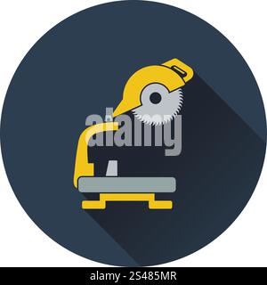 Icon of circular end saw. Flat design. Vector illustration. Stock Vector