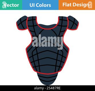 Baseball chest protector icon. Flat design. Vector illustration. Stock Vector