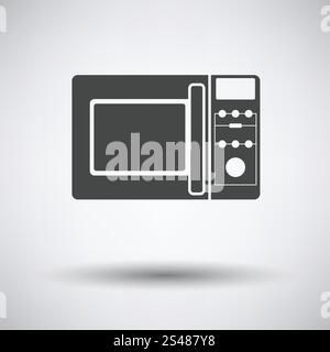 Micro wave oven icon on gray background with round shadow. Vector illustration. Stock Vector