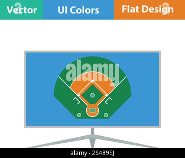 Baseball tv translation icon. Flat design. Vector illustration. Stock Vector