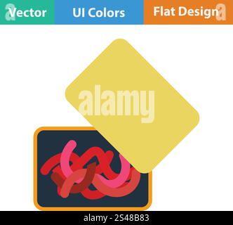 Flat design icon of worm container. Flat design icon of worm container in ui colors. Vector illustration. Stock Vector
