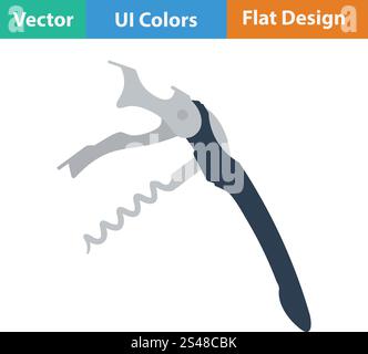 Waiter corkscrew icon. Flat design. Vector illustration. Stock Vector