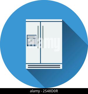 Wide refrigerator icon. Flat design. Vector illustration. Stock Vector