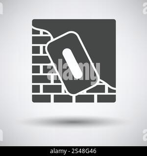 Icon of plastered brick wall  on gray background with round shadow. Vector illustration. Stock Vector
