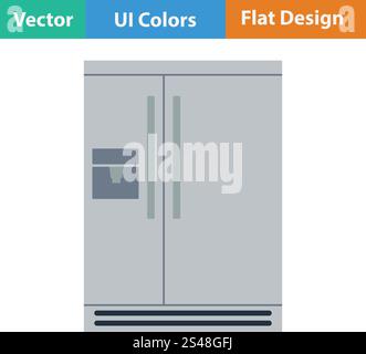 Wide refrigerator icon. Flat design. Vector illustration. Stock Vector