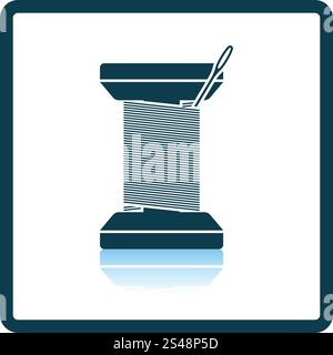 Sewing reel with thread icon. Shadow reflection design. Vector illustration. Stock Vector
