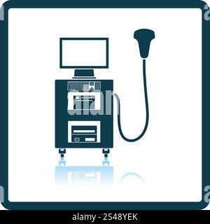 Ultrasound Diagnostic Machine Icon. Shadow Reflection Design. Vector ...