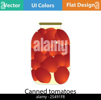 Canned tomatoes icon. Flat color design. Vector illustration. Stock Vector