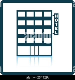 Hotel building icon. Shadow reflection design. Vector illustration. Stock Vector
