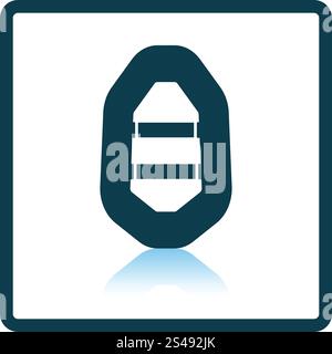 Icon of rubber boat . Shadow reflection design. Vector illustration. Stock Vector