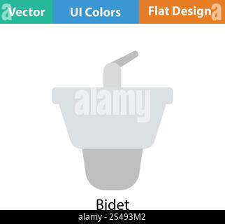 Bidet icon. Flat color design. Vector illustration. Stock Vector