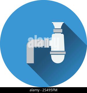 Bathroom siphon icon. Flat color design. Vector illustration. Stock Vector