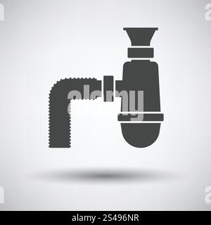 Bathroom siphon icon on gray background, round shadow. Vector illustration. Stock Vector