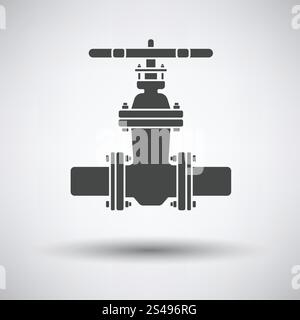 Icon of pipe with valve. Icon of pipe with valve on gray background ...