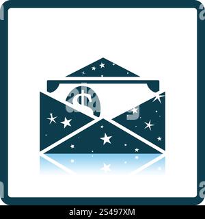 Birthday gift envelop icon with money  . Shadow reflection design. Vector illustration. Stock Vector
