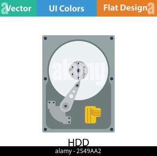 HDD icon. Flat color design. Vector illustration. Stock Vector