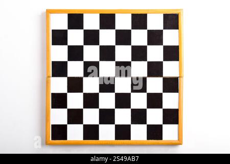 Chess board isolated on white background with clipping path. Wooden chess board. Top view Stock Photo