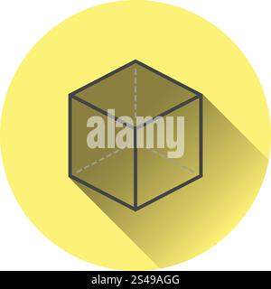 Cube with projection icon. Flat color design. Vector illustration. Stock Vector