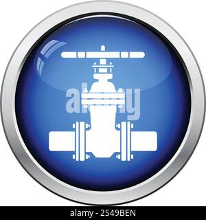 Icon Of Pipe With Valve. Glossy Button Design. Vector Illustration ...