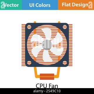 CPU Fan icon. Flat color design. Vector illustration. Stock Vector