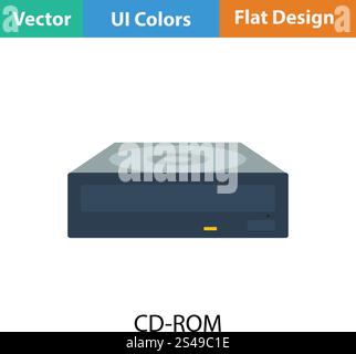 CD-ROM icon. Flat color design. Vector illustration. Stock Vector