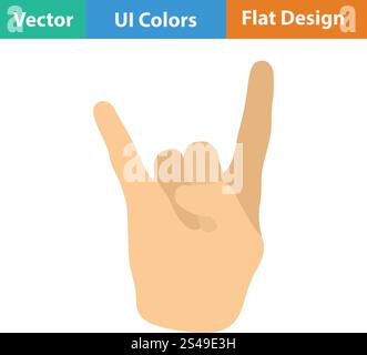 Rock hand icon. Flat color design. Vector illustration. Stock Vector