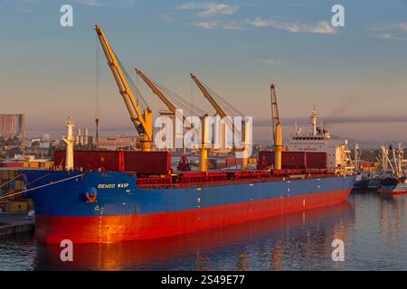 Genco Wasp cargo ship, Port of Mazatlan, Sinaloa, Mexico Stock Photo