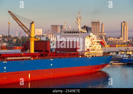 Genco Wasp cargo ship, Port of Mazatlan, Sinaloa, Mexico Stock Photo