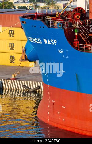 Genco Wasp cargo ship, Port of Mazatlan, Sinaloa, Mexico Stock Photo