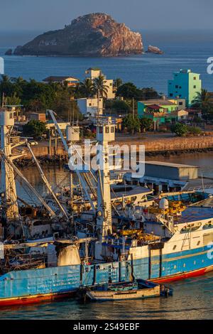 Tuna fishing boat, Stone Island, Mazatlan, Sinaloa, Mexico Stock Photo