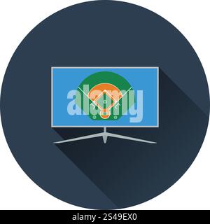 Baseball tv translation icon. Flat color design. Vector illustration. Stock Vector