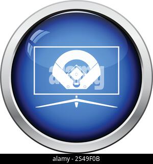 Baseball tv translation icon. Glossy button design. Vector illustration. Stock Vector