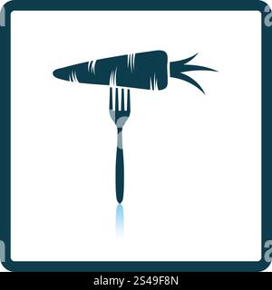 Icon of Diet carrot on fork . Shadow reflection design. Vector illustration. Stock Vector
