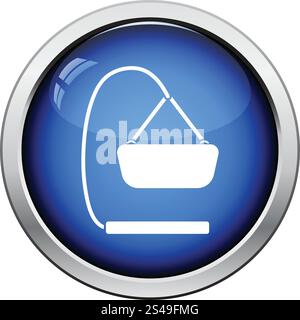 Baby hanged cradle icon. Glossy button design. Vector illustration. Stock Vector