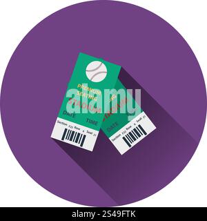 Baseball tickets icon. Flat color design. Vector illustration. Stock Vector