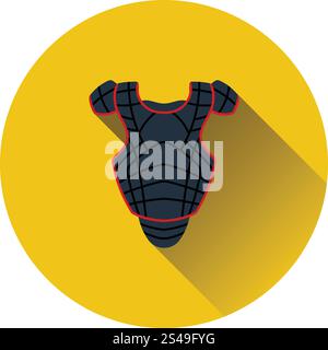 Baseball chest protector icon. Flat color design. Vector illustration. Stock Vector