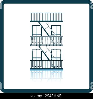 Emergency fire ladder icon. Shadow reflection design. Vector illustration. Stock Vector