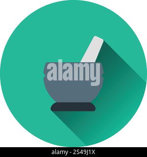 Mortar and pestel icon. Flat color design. Vector illustration. Stock Vector
