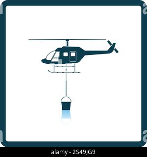 Fire service helicopter icon. Shadow reflection design. Vector illustration. Stock Vector