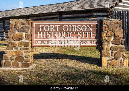 Fort Gibson Historic Site, a historic military post in Oklahoma that guarded the American frontier in Indian Territory from 1824 until 1888. (USA) Stock Photo