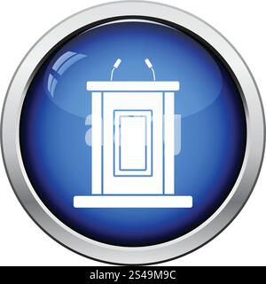 Witness stand icon. Glossy button design. Vector illustration. Stock Vector
