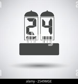 Electric numeral lamp icon on gray background with round shadow. Vector illustration. Stock Vector