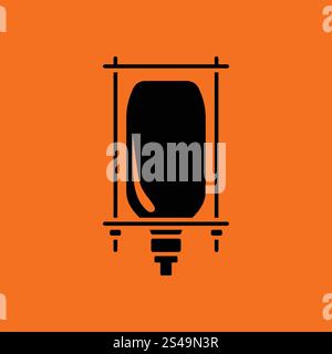 Drop counter icon. Orange background with black. Vector illustration. Stock Vector