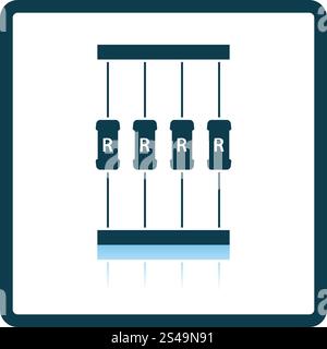 Resistor tape icon. Shadow reflection design. Vector illustration. Stock Vector