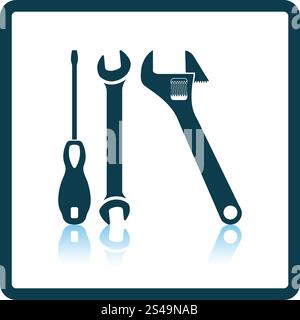 Wrench and screwdriver icon. Shadow reflection design. Vector illustration. Stock Vector