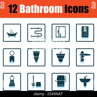 Bathroom icon set. Shadow reflection design. Vector illustration. Stock Vector