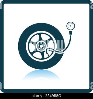 Tire pressure gage icon. Shadow reflection design. Vector illustration. Stock Vector
