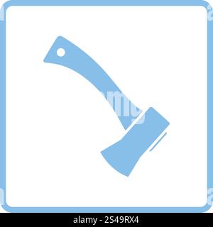 Camping axe  icon. Blue frame design. Vector illustration. Stock Vector
